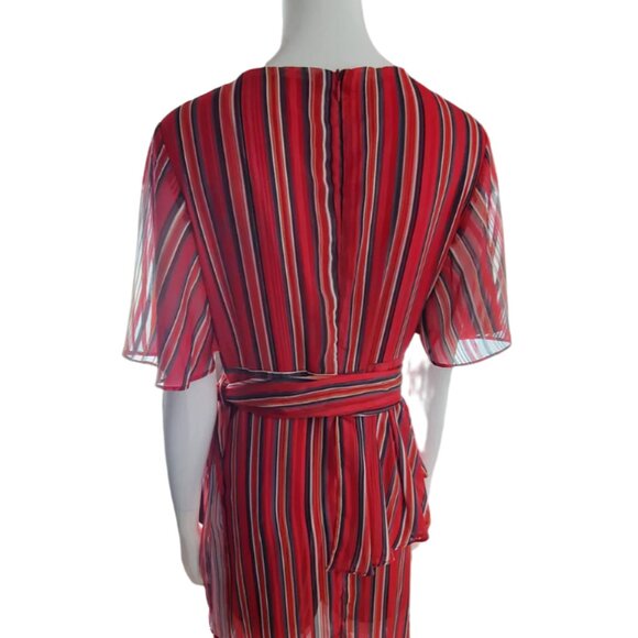 Women's Stripped Red, Yellow and Green Romper with Skirt - Picture 4 of 9